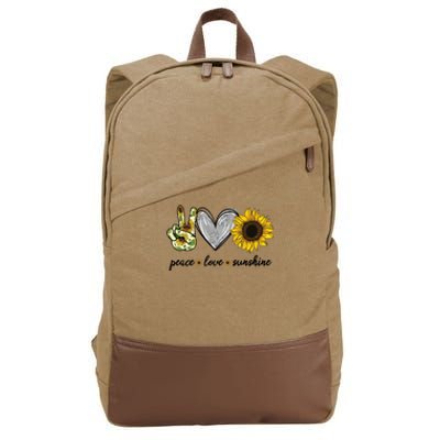 Peace Love Sunshine Sunflower Hippie Cotton Canvas Backpack