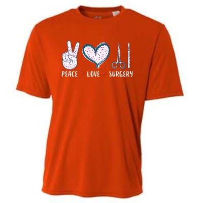 Peace Love Surgery Surgical Tech Surgeon Funny Gift Cool Gift Cooling Performance Crew T-Shirt