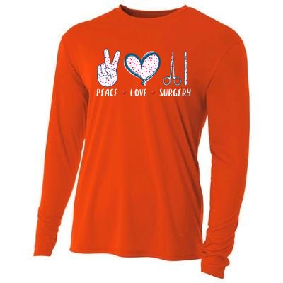 Peace Love Surgery Surgical Tech Surgeon Funny Gift Cool Gift Cooling Performance Long Sleeve Crew