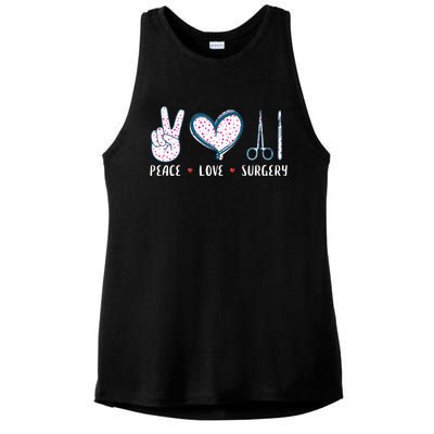 Peace Love Surgery Surgical Tech Surgeon Funny Gift Cool Gift Ladies PosiCharge Tri-Blend Wicking Tank