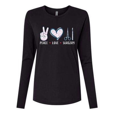 Peace Love Surgery Surgical Tech Surgeon Funny Gift Cool Gift Womens Cotton Relaxed Long Sleeve T-Shirt