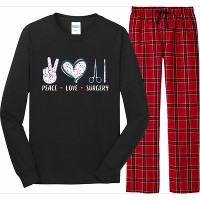 Peace Love Surgery Surgical Tech Surgeon Funny Gift Cool Gift Long Sleeve Pajama Set