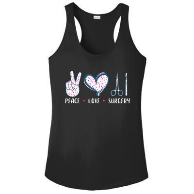 Peace Love Surgery Surgical Tech Surgeon Funny Gift Cool Gift Ladies PosiCharge Competitor Racerback Tank