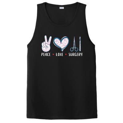 Peace Love Surgery Surgical Tech Surgeon Funny Gift Cool Gift PosiCharge Competitor Tank