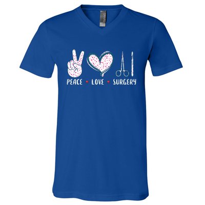 Peace Love Surgery Surgical Tech Surgeon Funny Gift Cool Gift V-Neck T-Shirt