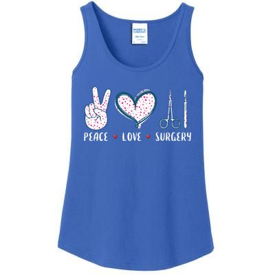 Peace Love Surgery Surgical Tech Surgeon Funny Gift Cool Gift Ladies Essential Tank