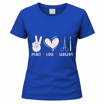 Peace Love Surgery Surgical Tech Surgeon Funny Gift Cool Gift Women's T-Shirt