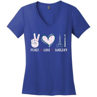 Peace Love Surgery Surgical Tech Surgeon Funny Gift Cool Gift Women's V-Neck T-Shirt