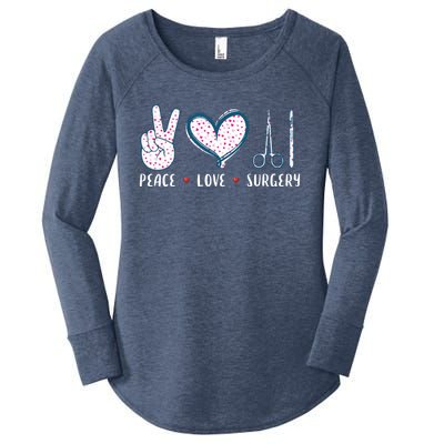 Peace Love Surgery Surgical Tech Surgeon Funny Gift Cool Gift Women's Perfect Tri Tunic Long Sleeve Shirt