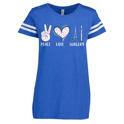 Peace Love Surgery Surgical Tech Surgeon Funny Gift Cool Gift Enza Ladies Jersey Football T-Shirt