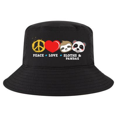 Peace Love Sloths And Pandas Gift Cool Comfort Performance Bucket Hat