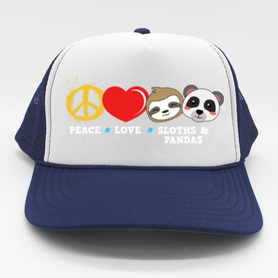 Peace Love Sloths And Pandas Gift Trucker Hat