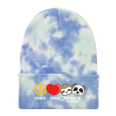 Peace Love Sloths And Pandas Gift Tie Dye 12in Knit Beanie