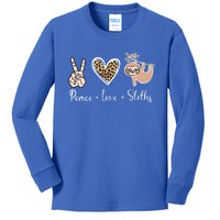 Peace Love Sloths Animal Sloth Inspirational Leopard Lovers Gift Kids Long Sleeve Shirt