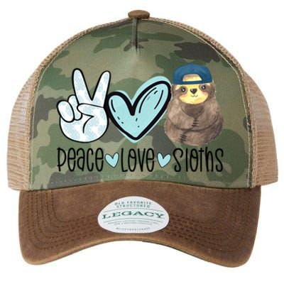 Peace Love Sloths Cute Sloth With Baseball Cap Boy Sloth Great Gift Legacy Tie Dye Trucker Hat