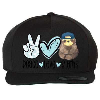 Peace Love Sloths Cute Sloth With Baseball Cap Boy Sloth Great Gift Wool Snapback Cap