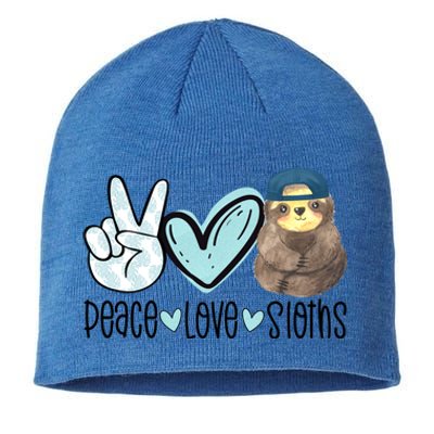 Peace Love Sloths Cute Sloth With Baseball Cap Boy Sloth Great Gift Sustainable Beanie