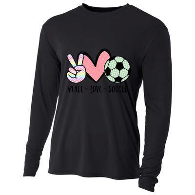 Peace Love Soccer Cute Pastel N Great Gift Cooling Performance Long Sleeve Crew