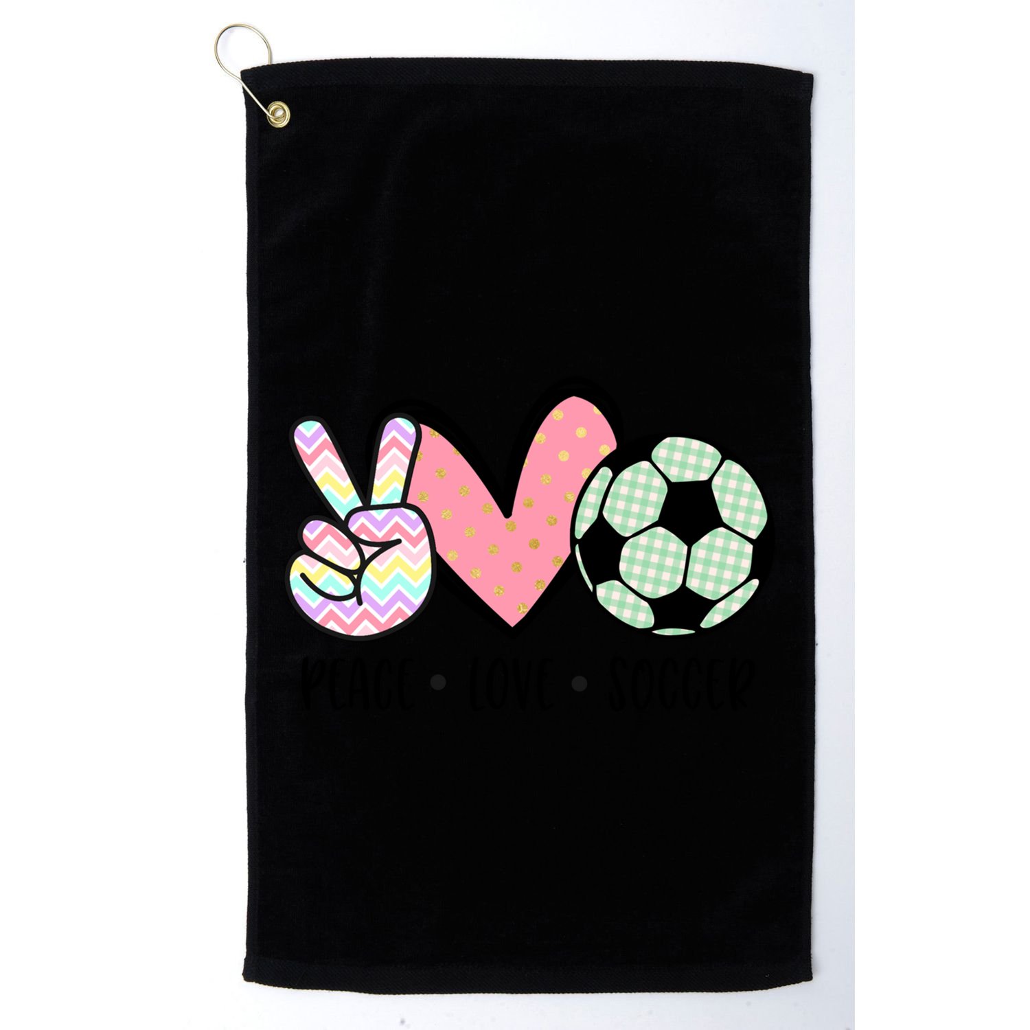 Peace Love Soccer Cute Pastel N Great Gift Golf Towel