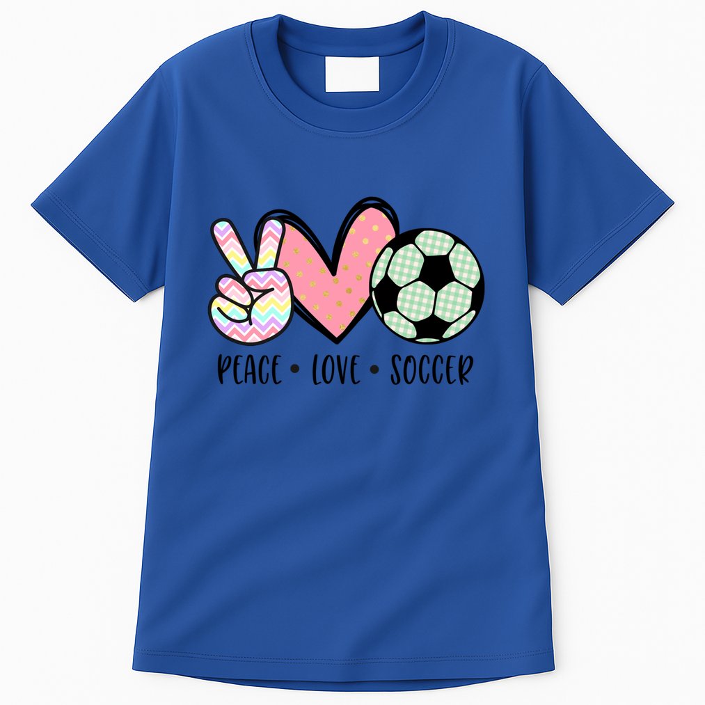Peace Love Soccer Cute Pastel N Great Gift Tall T-Shirt