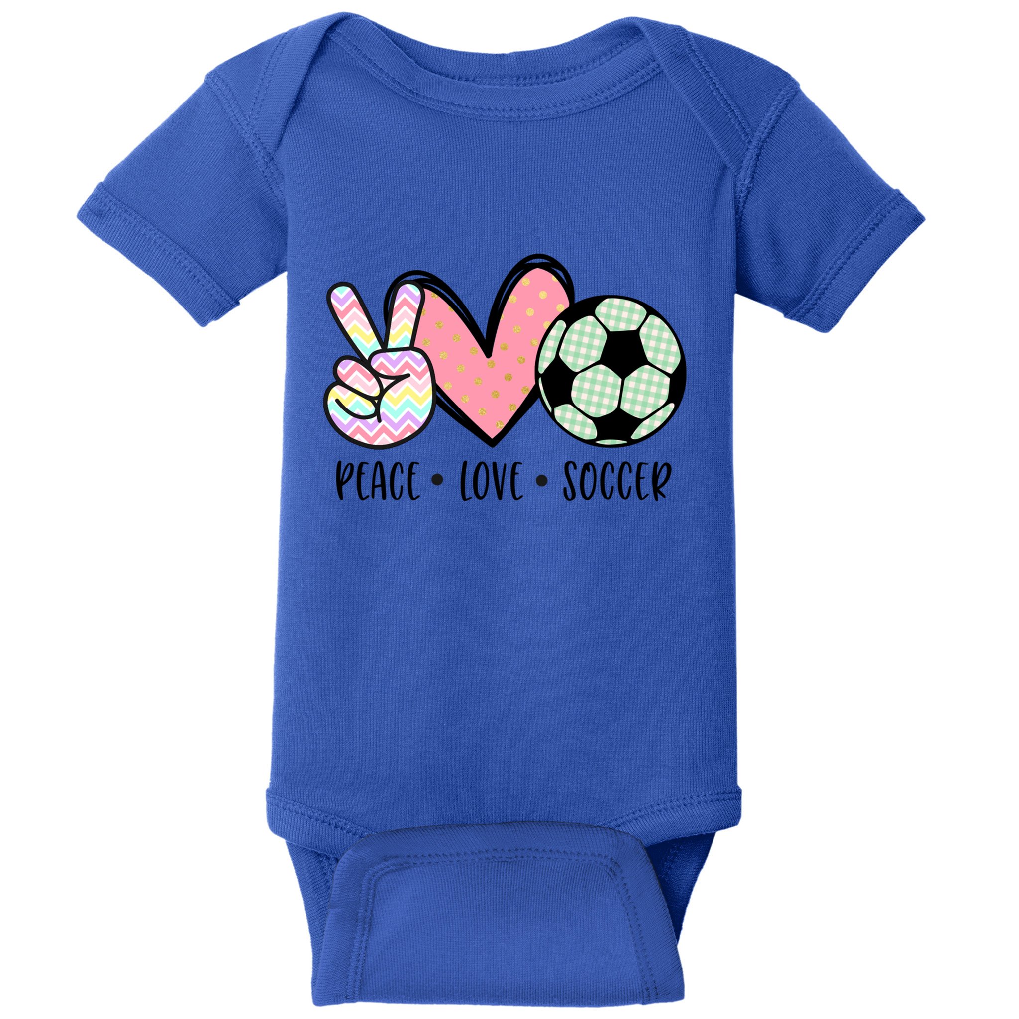 Peace Love Soccer Cute Pastel N Great Gift Baby Bodysuit