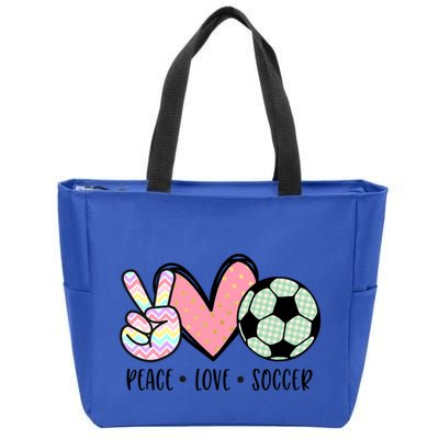 Peace Love Soccer Cute Pastel N Great Gift Zip Tote Bag