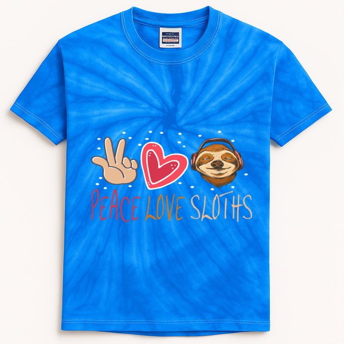 Peace Love Sloths Funny Sloth For Cute Sloths Gift Kids Tie-Dye T-Shirt