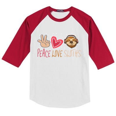 Peace Love Sloths Funny Sloth For Cute Sloths Gift Kids Colorblock Raglan Jersey