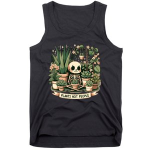 Plant Lover Skeleton Design Plants Not People Tank Top