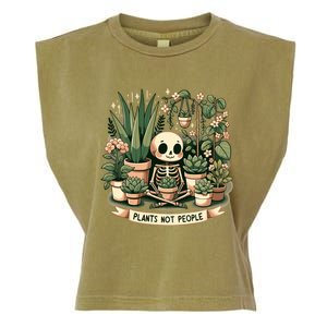 Plant Lover Skeleton Design Plants Not People Garment-Dyed Women's Muscle Tee