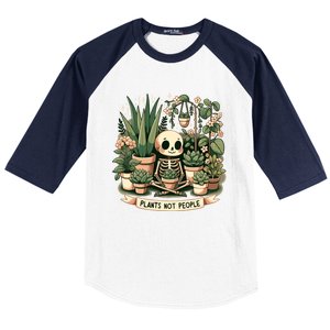 Plant Lover Skeleton Design Plants Not People Baseball Sleeve Shirt