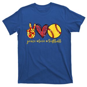 Peace Love Softball Cute Softball Lovers Funny Gift Cute Gift T-Shirt