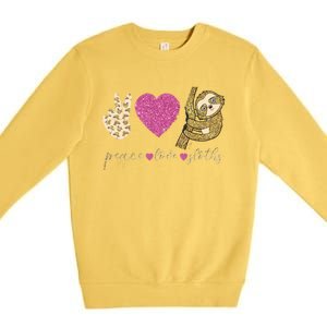 Peace Love Sloths Funny Sloths Lovely Gift Premium Crewneck Sweatshirt