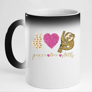 Peace Love Sloths Funny Sloths Lovely Gift 11oz Black Color Changing Mug