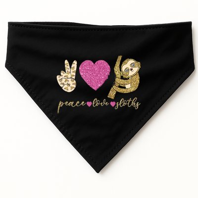Peace Love Sloths Funny Sloths Lovely Gift USA-Made Doggie Bandana