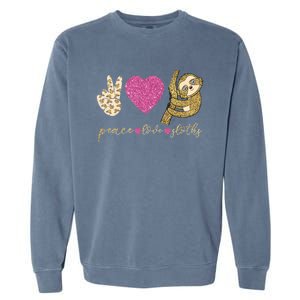 Peace Love Sloths Funny Sloths Lovely Gift Garment-Dyed Sweatshirt