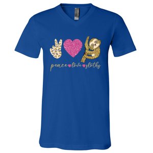 Peace Love Sloths Funny Sloths Lovely Gift V-Neck T-Shirt