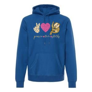 Peace Love Sloths Funny Sloths Lovely Gift Premium Hoodie