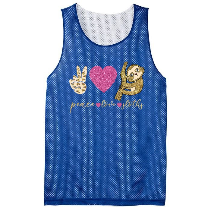 Peace Love Sloths Funny Sloths Lovely Gift Mesh Reversible Basketball Jersey Tank