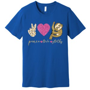 Peace Love Sloths Funny Sloths Lovely Gift Premium T-Shirt