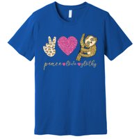 Peace Love Sloths Funny Sloths Lovely Gift Premium T-Shirt