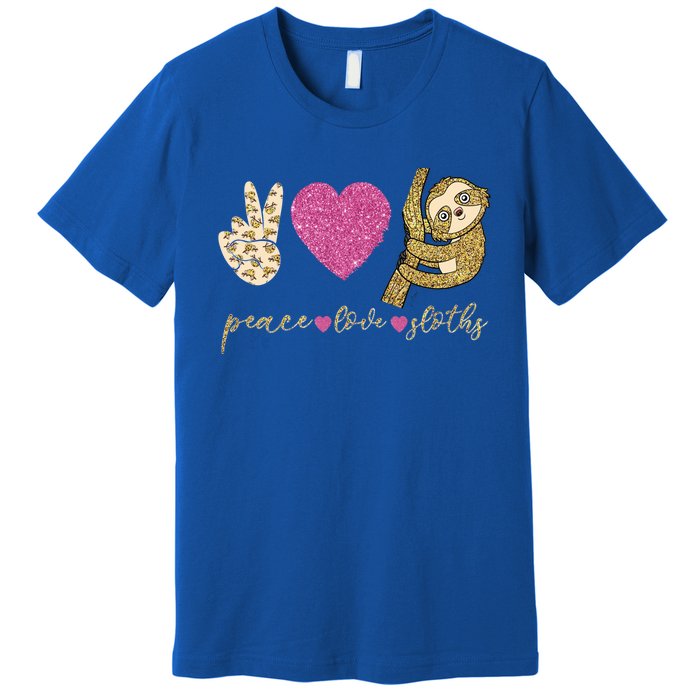 Peace Love Sloths Funny Sloths Lovely Gift Premium T-Shirt