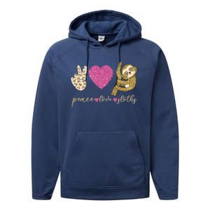 Peace Love Sloths Funny Sloths Lovely Gift Performance Fleece Hoodie