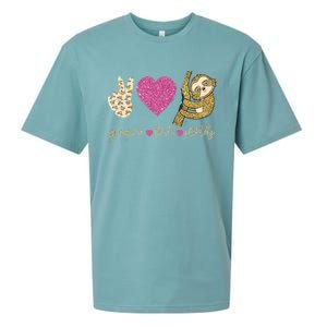 Peace Love Sloths Funny Sloths Lovely Gift Sueded Cloud Jersey T-Shirt