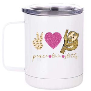 Peace Love Sloths Funny Sloths Lovely Gift 12 oz Stainless Steel Tumbler Cup