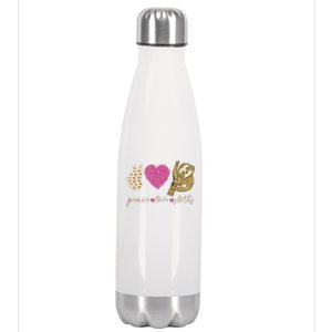 Peace Love Sloths Funny Sloths Lovely Gift Stainless Steel Insulated Water Bottle