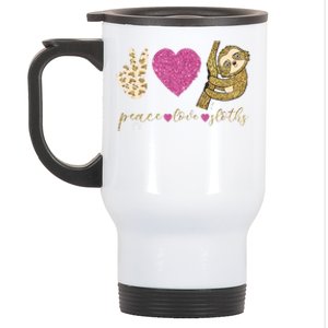 Peace Love Sloths Funny Sloths Lovely Gift Stainless Steel Travel Mug