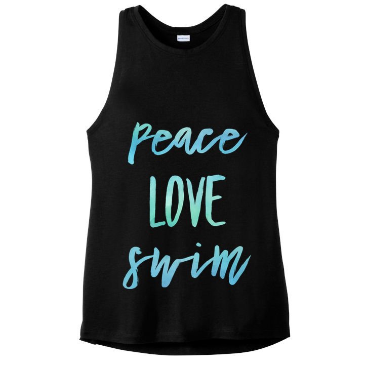 Peace Love Swim Funny Gift Swimmer Gift For Teen Ladies PosiCharge Tri-Blend Wicking Tank