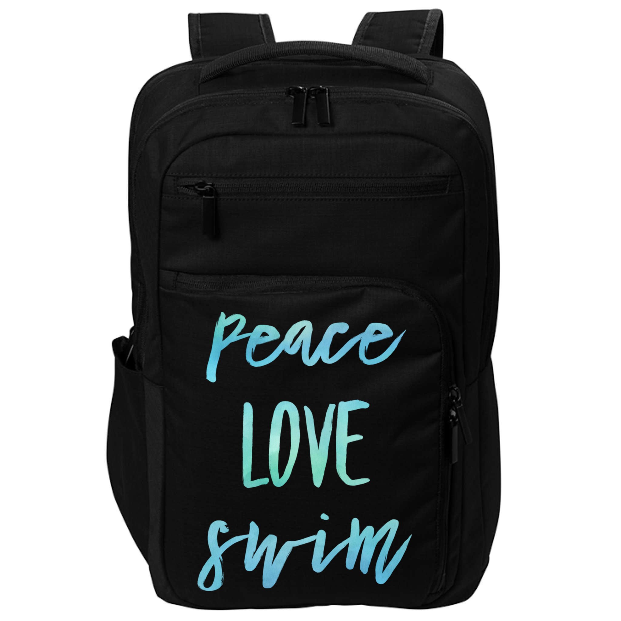 Peace Love Swim Funny Gift Swimmer Gift For Teen Impact Tech Backpack