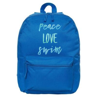 Peace Love Swim Funny Gift Swimmer Gift For Teen 16 in Basic Backpack